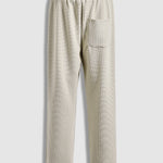 Men's Solid Color Textured Puff Grid Elastic Waist Casual Pants