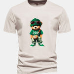 Regular Fit Trendy Bear Print Cotton T-Shirt