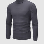 Men's Turtleneck Solid Color Lightweight Skin-Friendly Basic Pullover T-Shirt