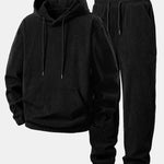 Corduroy Hoodie With Kangaroo Pocket & Corduroy Jogger Pants