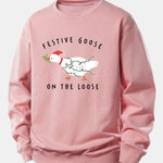 Christmas Goose Print Relax Fit Sweatshirt
