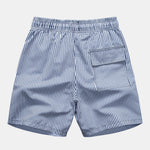 Linen Look Cotton Button Up Shirt & Stripe Print Swim Shorts