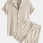 Waffle Textured Cuban Shirt & Shorts