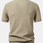Textured Zip Up Knit Polo Shirt