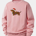 Christmas Colorful Light Dog Print Relax Fit Sweatshirt