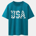 USA Print Drop Shoulder Oversize T-Shirt