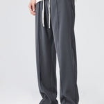 Single Pleat Drawstring Straight Leg Pants