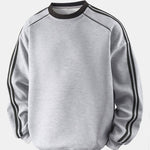 Relax Fit Stripe Waffle Crew Neck Sweatshirt