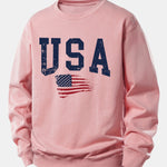 USA Flag Print Relax Fit Sweatshirt