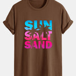 Regular Fit Colorful Sun Salt Sand Print Cotton T-Shirt