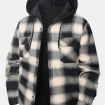 Flannel Fleece Lined Button Up Hooded Shirt