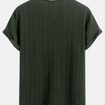 Short Sleeve Jacquard Half Open Collar T-Shirt