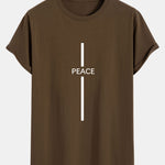 Stripe Peace Print Cotton Arc Hem T-Shirt