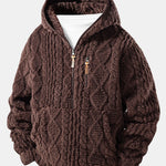 Geometric Jacquard Teddy Half-Zip Hoodie