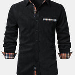 Corduroy Plaid Panel Button Up Shirt