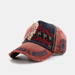Slogan Embroidery Star Rivets Washed Baseball Cap
