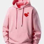 Heart Puzzle Print Relax Fit Hoodie