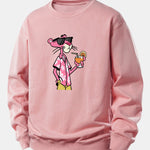Vacation Pink Panther Print Relax Fit Sweatshirt