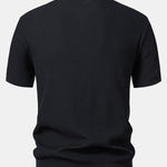 Wave Jacquard Knit V Neck Polo Shirt & Straight Leg Ribbed Pants