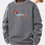 French Dachshund Print Teddy Fleece Lined Sweatshirt