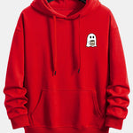 Ghost Drinking Coffee Print Relax Fit Hoodie