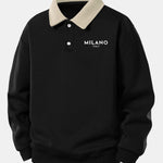 Relax Fit Milano Print Contrast Polo Sweatshirt & Straight Leg Pleated Pintuck Sweatpants