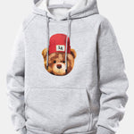 Los Angeles Bear Print Drawstring Hoodie