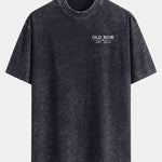 USA Old Row Beer Print Washed Distressed Drop Shoulder T-Shirt