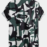 Colorblock Print Button Up Shirt