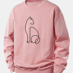 Cat Line Print Relax Fit Sweatshirt