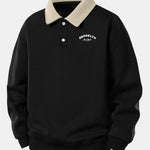 Relax Fit Brooklyn Print Contrast Polo Sweatshirt