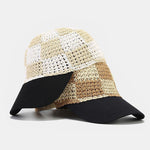 Plaid Contrast Straw Cap