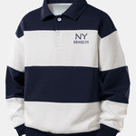 Relax Fit New York Print Color Block Polo Sweatshirt
