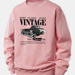 Vintage Car Print Relax Fit Sweatshirt