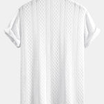 Geometry Rhombus Jacquard Button Up Shirt & Crinkle Textured Straight Leg Pants