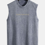 Faith Over Fear Back Print Washed Distressed Tank Top