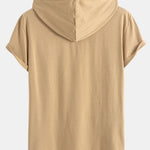 Short Sleeve Henley Hooded T-Shirt