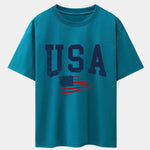 USA Flag Print Drop Shoulder Oversize T-Shirt