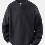 Relax Fit Waffle V Neck Sweatshirt
