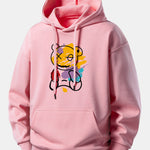 Graffiti Bear Print Relax Fit Hoodie