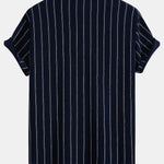 Stripe Textured Button Up Shirt & Straight Leg Linen Pants