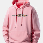 Zipper Cat Print Relax Fit Hoodie