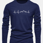 Long Sleeve Heartbeat Print Cotton T-Shirt