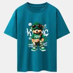 Graffiti Bear Print Drop Shoulder Oversize T-Shirt