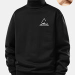 Mountain Print Teddy Fleece Lined Turtle Neck Sweatshirt