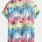 Palm Tree Seagull Print Button Up Shirt