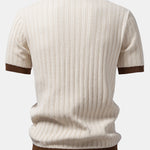 Contrast Textured Johnny Collar Polo & Slim Fit Tapered Trousers