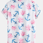 Coral Anchor Print Button Up Shirt & Swim Shorts