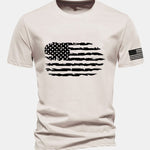 Regular Fit American Flag Print Cotton T-Shirt