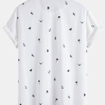 Palm Tree Anchor Sailboat Print Button Up Shirt